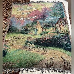 Thomas Kinkade Blanket Throw Blanket Wall Hanging Tapestry Religious 58” x 49”